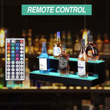 MESAILUP LED Lighted Liquor Bottle Display Shelf 24 Inch 2 Step Bar Liquor Bottle Shelf Commercial Lighting Shelves with Remote Control(2 Tier, 24 inch) MESAILUP