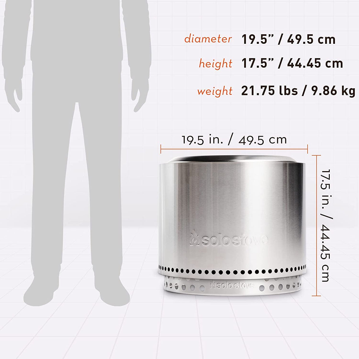 Solo Stove Bonfire 2.0 with Stand, 19.5 Inch Smokeless Fire Pit with Removable Ash Pan - Portable Outdoor Fire Pit - Stainless Steel Wood Burning Fireplace, Ideal for 4-6 People, 21.75 lbs Solo Stove