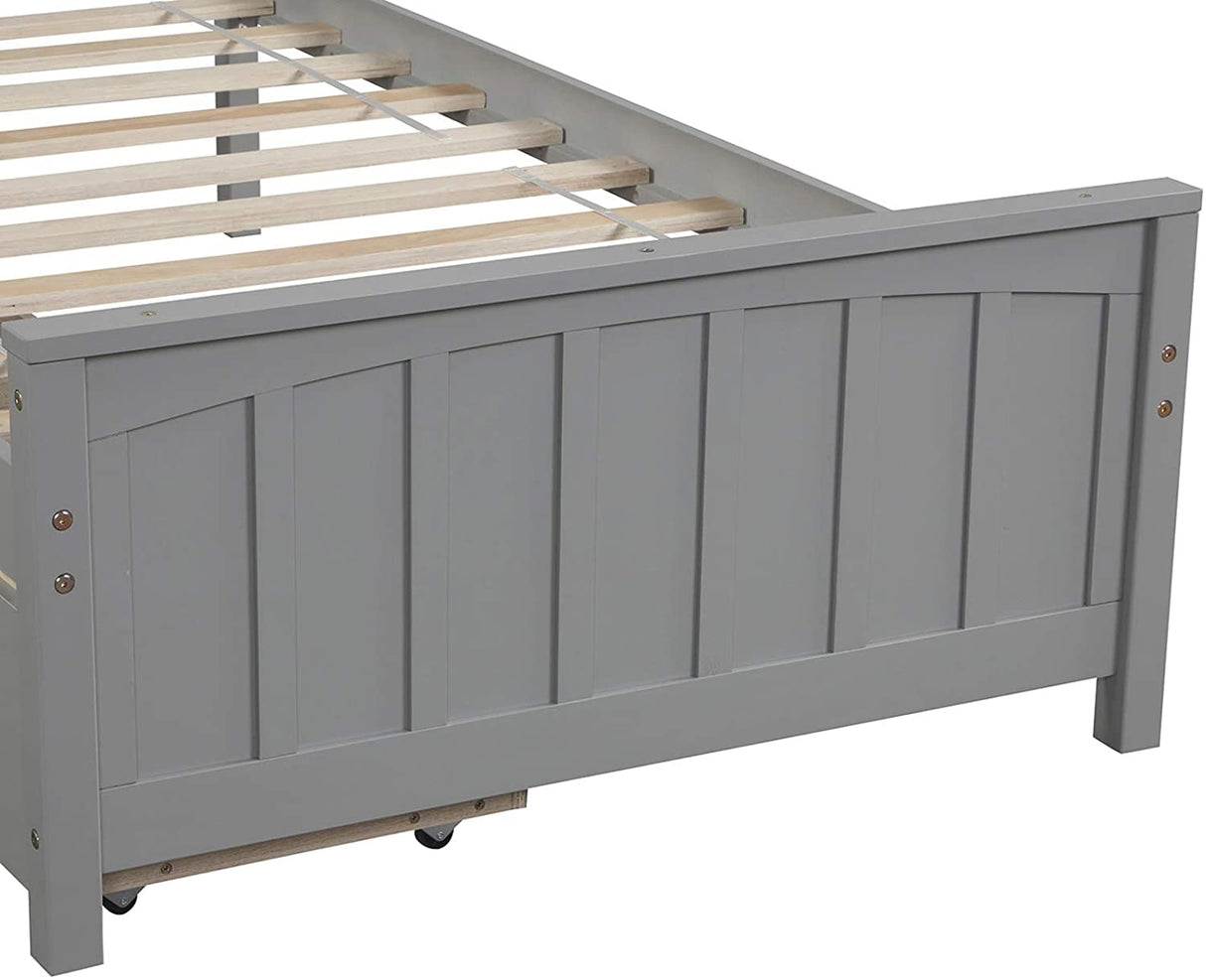 Harper & Bright Designs Light Grey Twin Bed Frame with Storage Drawers - Solid Wood Platform Bed, No Box Spring Needed Harper & Bright Designs
