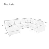 129" Oversized Modular Sectional Sofa L Shaped Modern Couch with Ottoman, Deep Seat and Wide Chaise for Living Room Merax