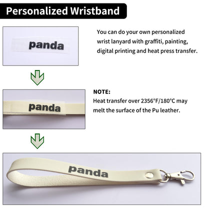 HeKimLee Wrist Lanyard, 10 PCS Sublimation Blank White PU Leather Wristlet Keychain, Personalized DIY Wrist Strap Bracelet for Key Chain Car Keys ID Badges Card Wallet Phone Case