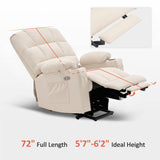 MCombo Large Dual Motor Power Lift Recliner Chair for Elderly, Massage and Heat, Lay Flat, Zero Gravity, Home Button, USB Port, Faux Leather 7680 (Cream White, Large) MCombo