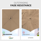 wikiwiki 10FT Patio Umbrellas with Base Included, Outdoor Umbrella with Sandbag Base, 8 Sturdy Ribs, Fade Resistant Waterproof POLYESTER DTY Canopy for Garden, Lawn, Deck, Backyard & Pool，Tan wikiwiki