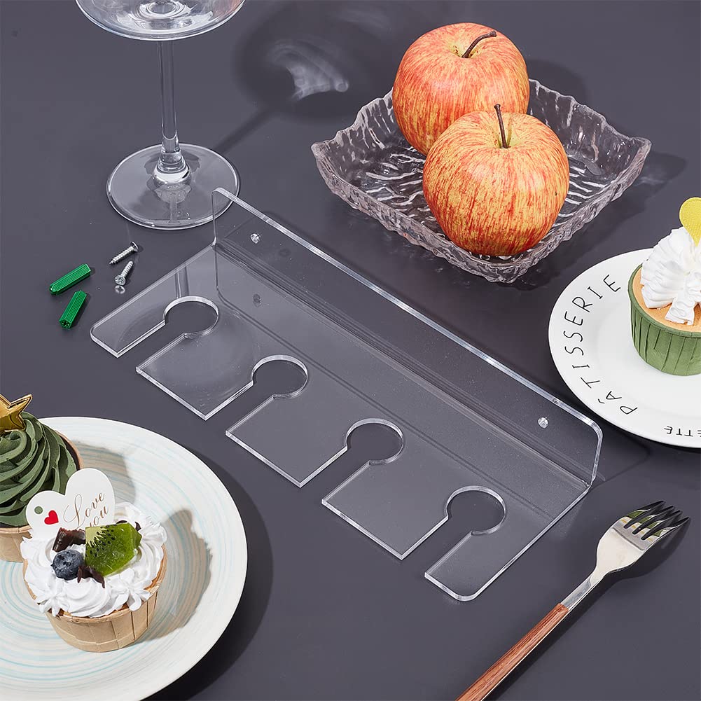 AHANDMAKER 2 Pack Acrylic Wine Glass Holders Wall Mounted, Clear Wine Glasses Display Rack, Champagne Wall Holder, Under Cabinet Wine Glass Storage Shelves, for Kitchen Bar Restaurant AHANDMAKER