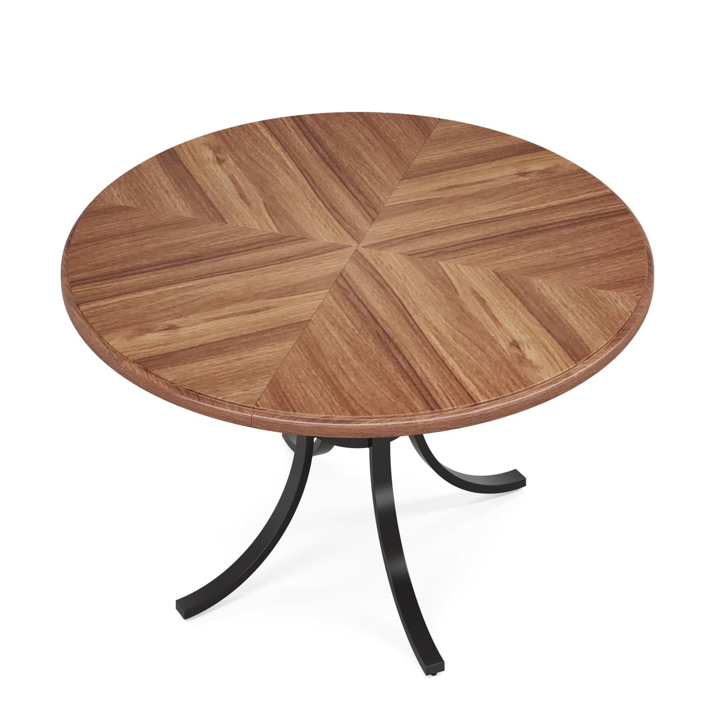 Tribesigns 47" Round Dining Table for 4-6 People, Farmhouse Kitchen Table with Wooden Texture Surface & Pedestal Base, Round Table for Dining Room, Living Room （Only Table） (Brown)