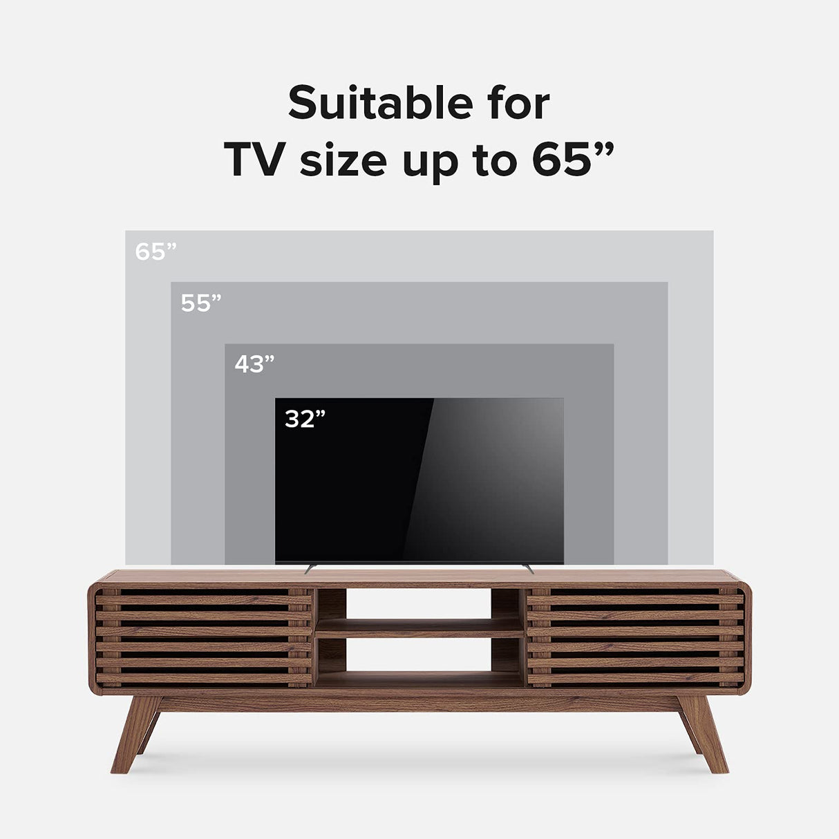 mopio Ensley TV Stand, Mid Century Modern TV Stand for 55/60/65 inch TV, Farmhouse TV Stand, Entertainment Center with Storage, TV and Media Consol for Living Room (Walnut, 59") mopio