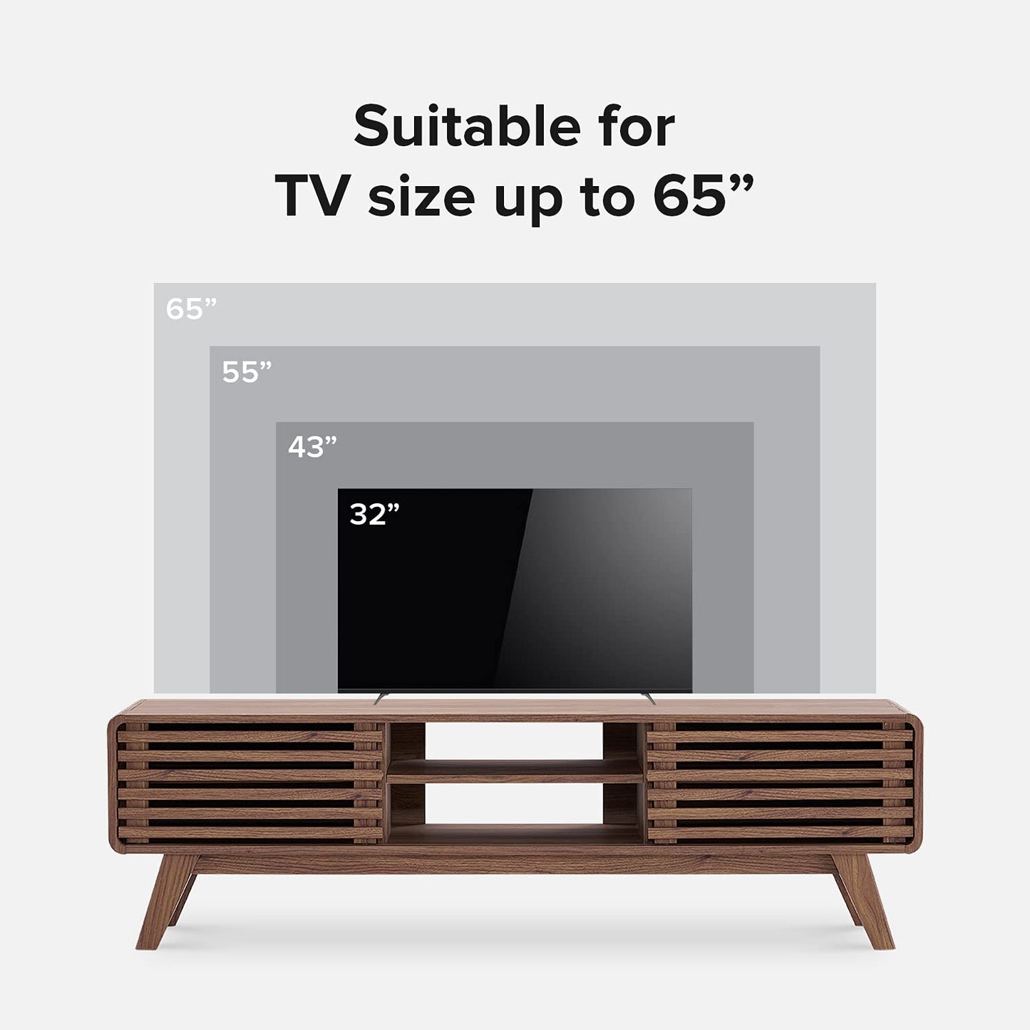 mopio Ensley TV Stand, Mid Century Modern TV Stand for 55/60/65 inch TV, Farmhouse TV Stand, Entertainment Center with Storage, TV and Media Consol for Living Room (Walnut, 59") - WoodArtSupply