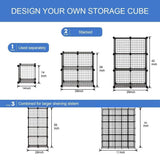 KOUSI 14"x14" Wire Cube Storage, Metal Grid Organizer, 30-Cube Modular Shelving Unit, Stackable Bookcase, Ideal for Living Room, Bedroom, Office, Garage KOUSI