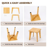 StrongTek Bamboo Step Stool for Kids and Adults, Eco-Friendly, Sturdy and Versatile Short Foot Stool for Bathroom, Kitchen, Bedroom, Compact 10-inch Small Wood Stool, Plant Stand (Natural) StrongTek