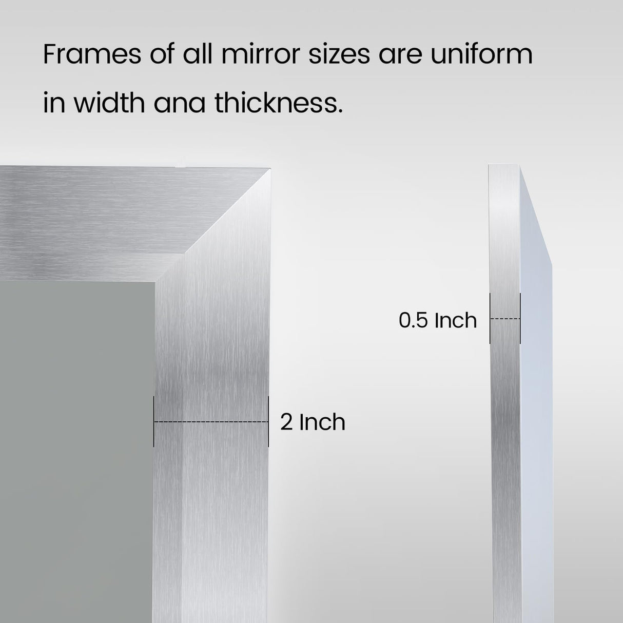 Amorho 50x36 Inch Bathroom Mirror Silver, Thick Metal Framed Wall Mirrors for Over Sink, Brushed Nickel Mirror Perfect for Bedroom, Living Room, Entryway, Rectangle (Horizontal/Vertical). Amorho