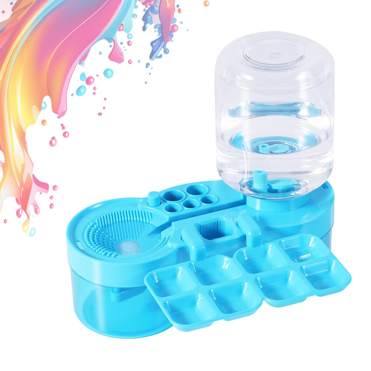 2025 New Paint Brush Cleaner, Plastic Paint Brush Cleaner Tool with Paint Tray Paint Brush Rinser Paint Water Dispenser Practical Paint Brush Washer Painting Art Supplies for Artists (Blue) BOXOB
