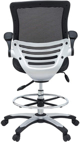 Modway Edge Drafting Chair - Reception Desk Chair - Flip-Up Arm Drafting Chair in Black Modway