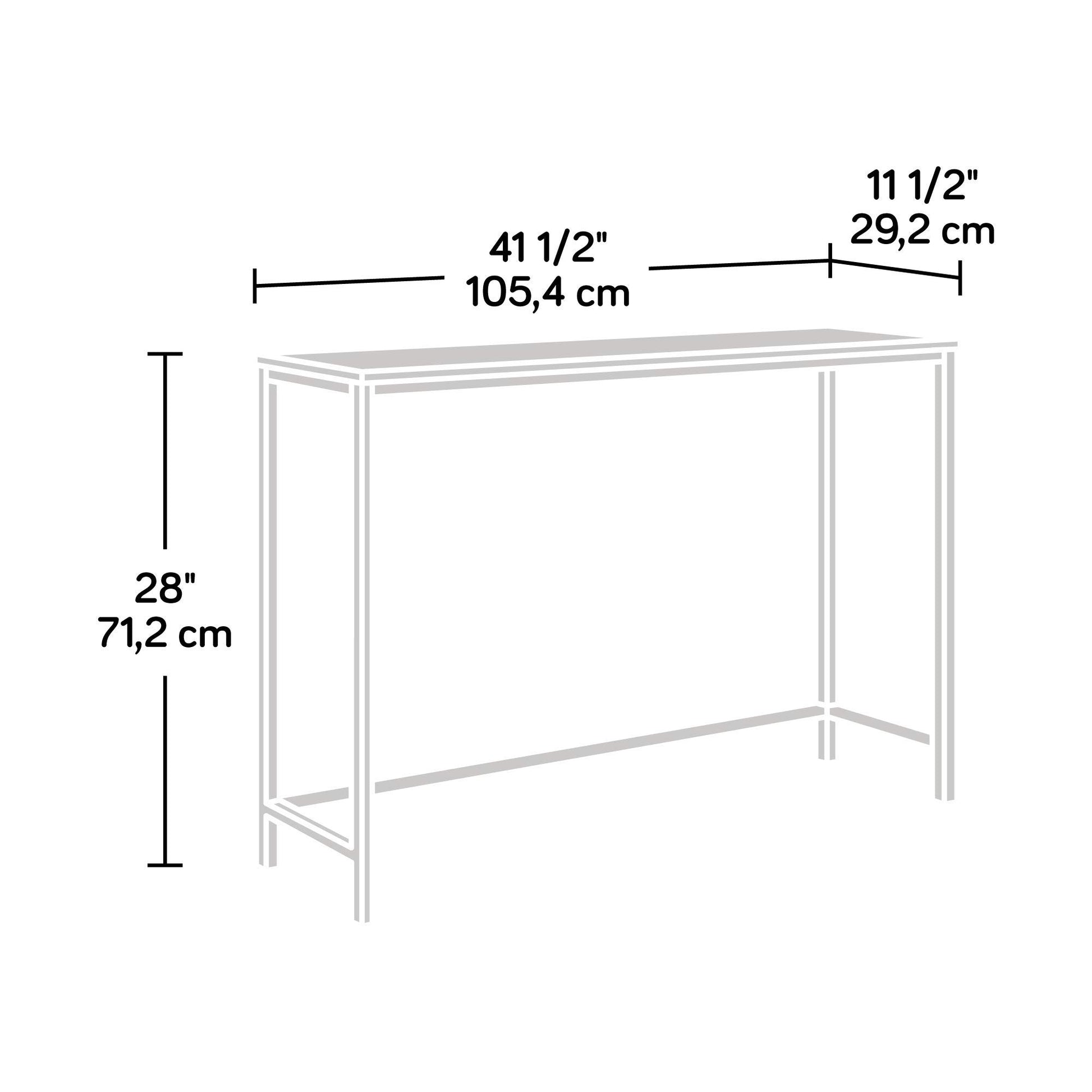 Sauder North Avenue Sofa Table, L: 41.50" x W: 11.50" x H: 28.03", Charter Oak finish - WoodArtSupply