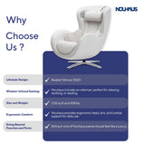 Nouhaus Classic Massage Chair with Ottoman. White Leather Lounge Chair, with Percussive & Shiatsu Chair Massager, Bluetooth Speaker and Recliner. Cozy Bedroom Chair with Spot and Full Body Massager Nouhaus