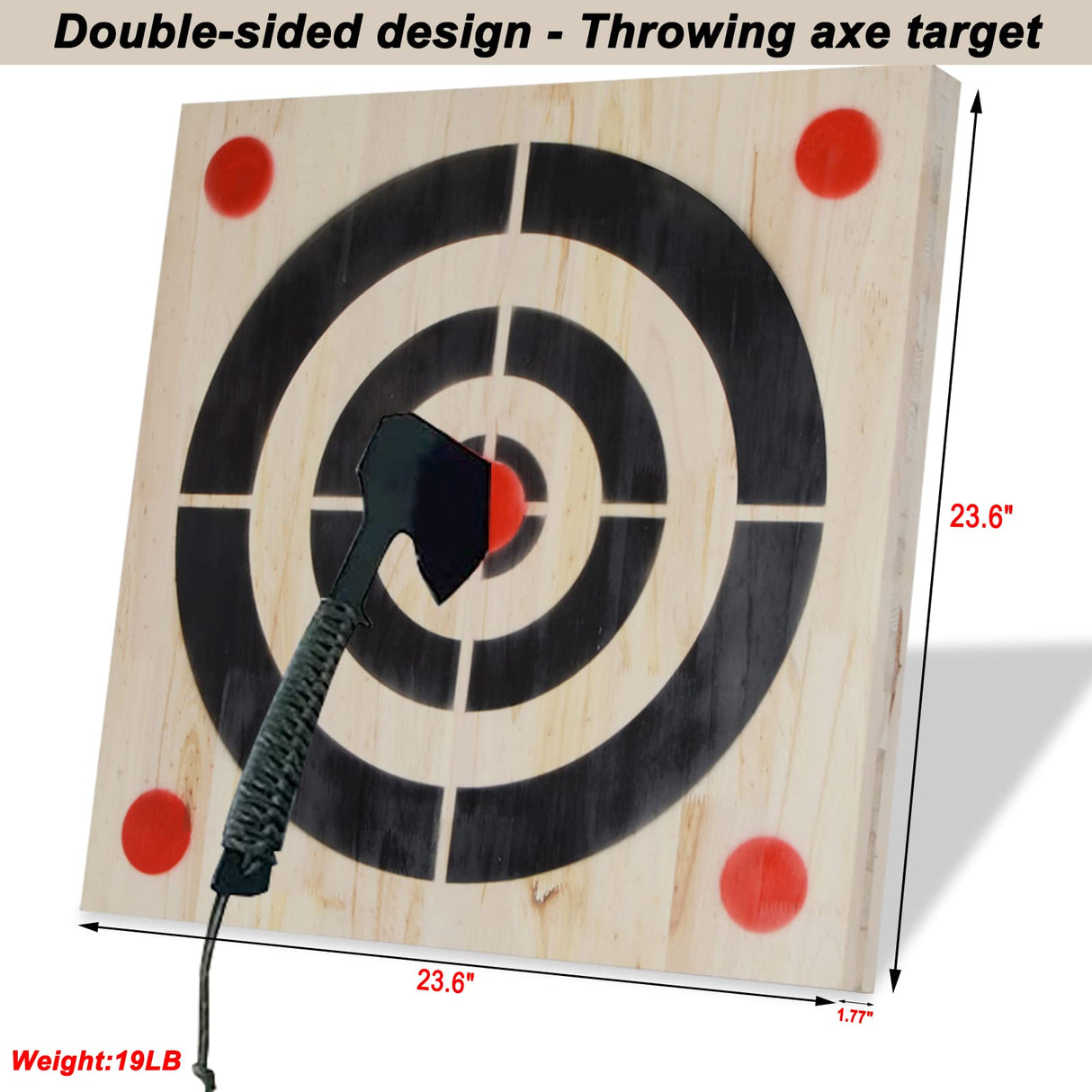 Heavy Wooden Axe Throwing Target & Knife Throwing Target with Handles FYANER