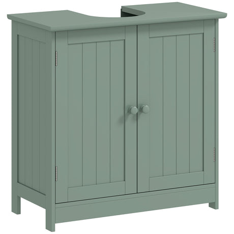 HOMCOM Under Sink Bathroom Cabinet, Pedestal Sink Storage Cabinet with 2 Doors, Shelf and U-Shape, Dark Green HOMCOM