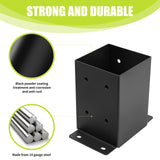 XZWMY 4x4 Post Base 6 Pcs, Post Brackets (Inner Size 3.6"x3.6"), Black Powder-Coated Heavy Duty Solid Steel Deck Post Anchor for Outdoor Support Deck,Fence,Porch,Railing,Mailbox,Pergola… XZWMY