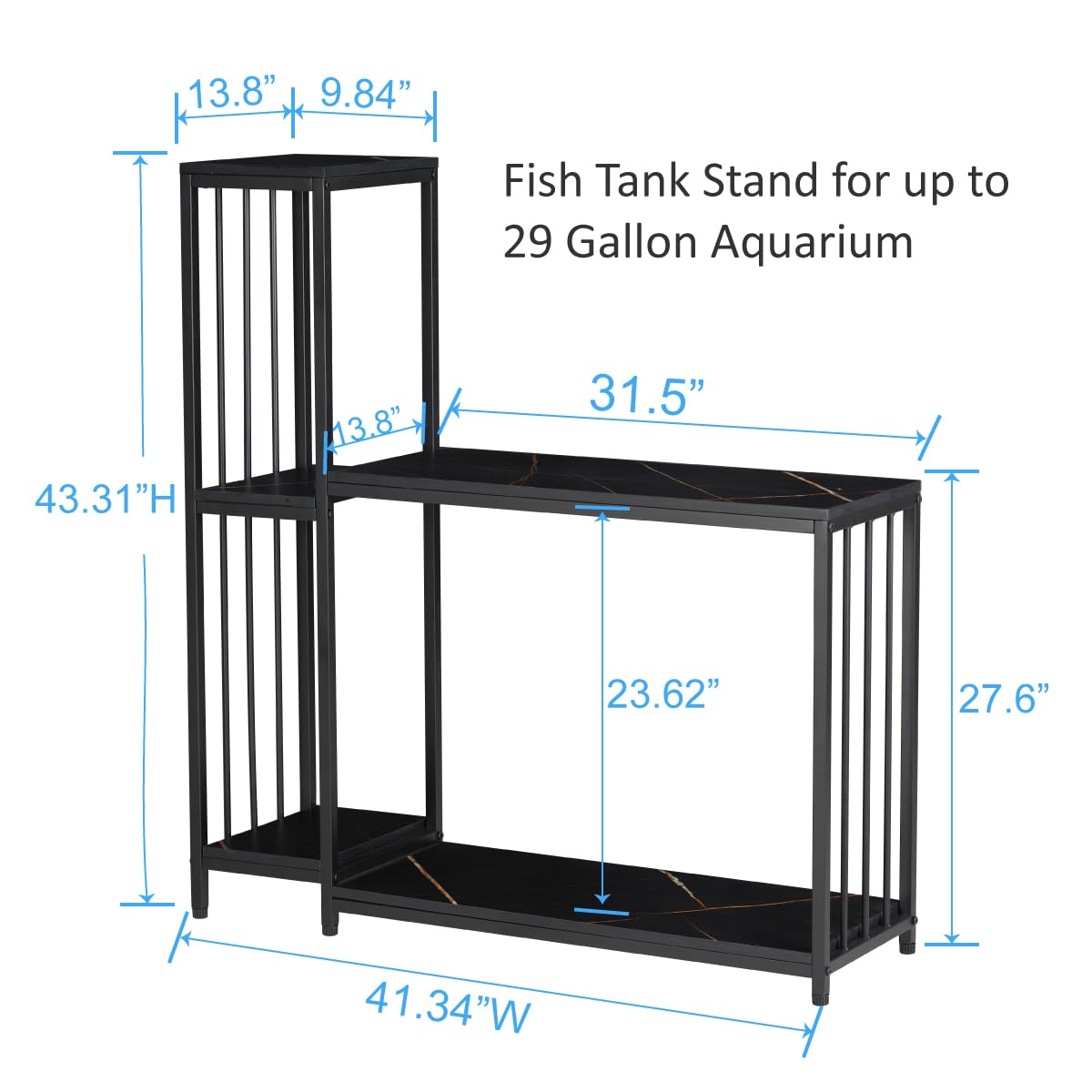 GOLASON Fish Tank Stand for up to 29 Gallon Aquarium, Reptile Terrariums Tank Stand, Metal Wooden Aquarium Stand, Black GOLASON