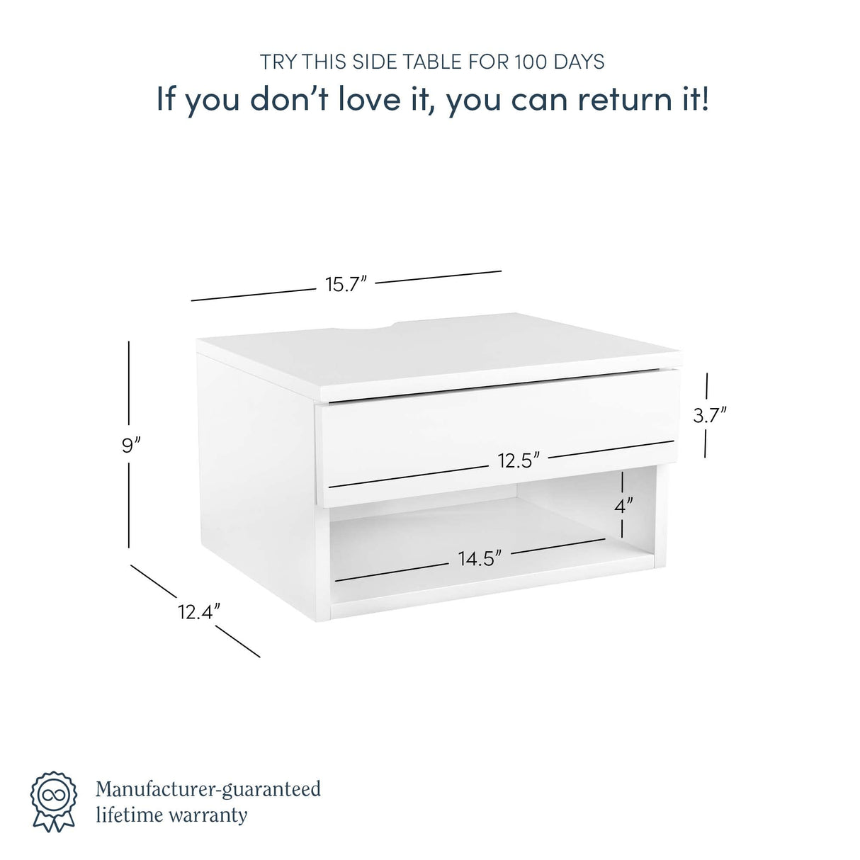 Nathan James Jackson Modern Floating Bedside Nightstand with Drawer, 1, White Nathan James