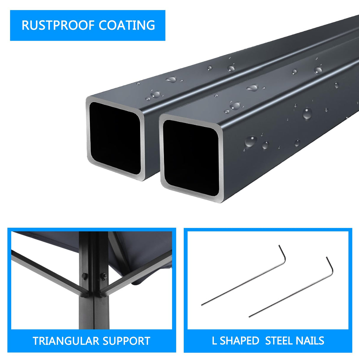 8x5 Grill Gazebo, Outdoor BBQ Grill Patio Canopy with 2 Handy Shelves & LED Lights, Double Roof Barbecue Gazebo Canopy (Gray) HOWSVN