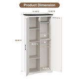 Befrases 72''H Farmhouse Storage Cabinet with Adjustable Shelves, Large Pantry Organize with 2 Barn Doors, Tall Freestanding Cabinet for Kitchen, Bathroom/Garage/Basement/Living/Utility Room, White Befrases