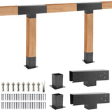 Pergola Brackets Kit 4x4 - BRRIY 3-Way Right Angle Corner Bracket, Pergola Brackets Base Kit with 2 T-Brackets and 2 Bases, Gazebo Hardware Kit for Extension Gazebo BRRIY