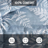 Eddie Bauer - King Comforter Set, Soft Reversible Bedding with Matching Shams, Wildflower Inspired Luxurious Bedding Set with Stripe Reverse (Fern Garden Blue, King) Eddie Bauer