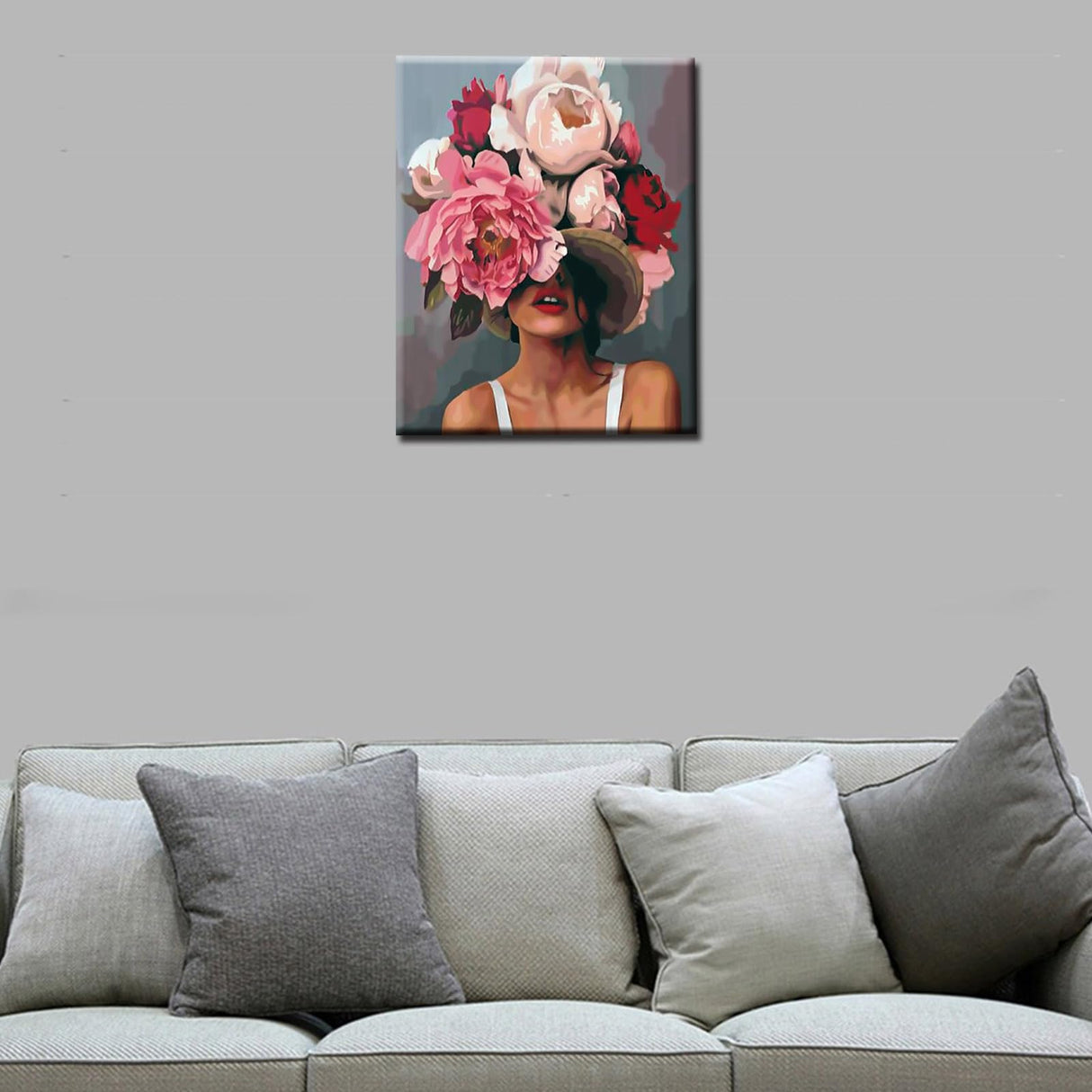 Tucocoo Girl with Flowers on Head Paint by Numbers for Adults Fashion Figure Lady Abstract Drawing Oil Paint by Numbers Modren Lady Head Flower Acrylic Oil Painting Set Without Frame-16''W x 20''H Tucocoo