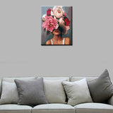 Tucocoo Girl with Flowers on Head Paint by Numbers for Adults Fashion Figure Lady Abstract Drawing Oil Paint by Numbers Modren Lady Head Flower Acrylic Oil Painting Set Without Frame-16''W x 20''H Tucocoo