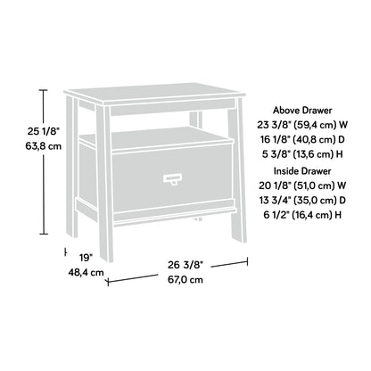 Sauder Trestle Night Stand, L: 26.38" x W: 19.06" x H: 25.12", Chalked Chestnut finish - WoodArtSupply