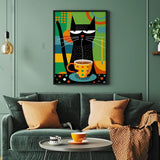 Bgraamiens Puzzle-Coffee Cat- Modern Art Puzzle Cartoon Cat Puzzle 1000 Pieces Puzzle for Adult, Color Challenge Puzzle for Adult Bgraamiens