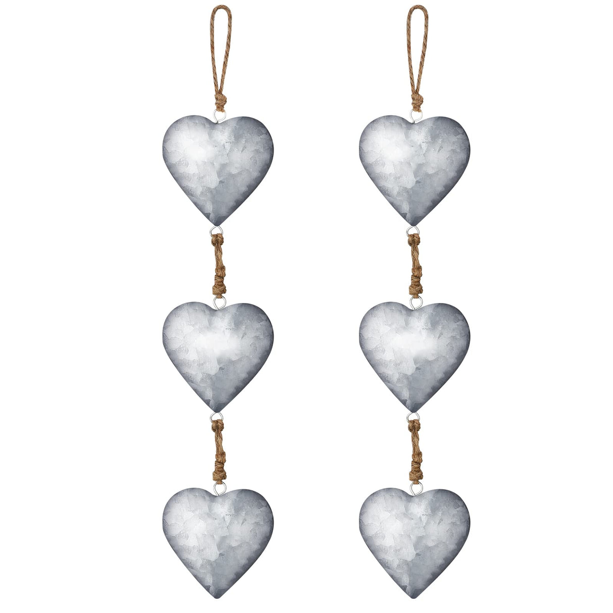 Moxweyeni 2 Pieces Metal Heart Wall Decor Galvanized Heart Hanging Sign Valentine Rustic Wall Hanging Art Crafts for Home Indoor Outdoor(Silver) Moxweyeni