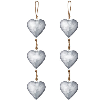 Moxweyeni 2 Pieces Metal Heart Wall Decor Galvanized Heart Hanging Sign Valentine Rustic Wall Hanging Art Crafts for Home Indoor Outdoor(Silver)