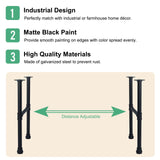 HouseAid 28 Inch Industrial Pipe Legs, Rustic Iron Legs for Custom Tables and Furniture, DIY Heavy Duty Metal Legs for Farmhouse Home Décor, Matte Black HouseAid
