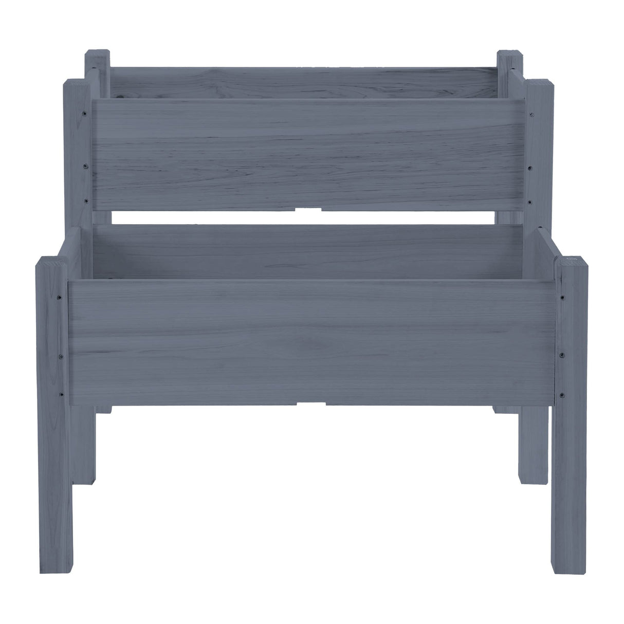 Outsunny 34"x34"x28" Raised Garden Bed, 2-Tier Elevated Wood Planter Box for Backyard, Patio to Grow Vegetables, Herbs, and Flowers, Gray Outsunny