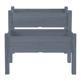 Outsunny 34"x34"x28" Raised Garden Bed, 2-Tier Elevated Wood Planter Box for Backyard, Patio to Grow Vegetables, Herbs, and Flowers, Gray Outsunny
