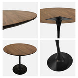 Walnut Round Tulip Dining Table – Mid-Century Style for 2-4 People YESGIGA