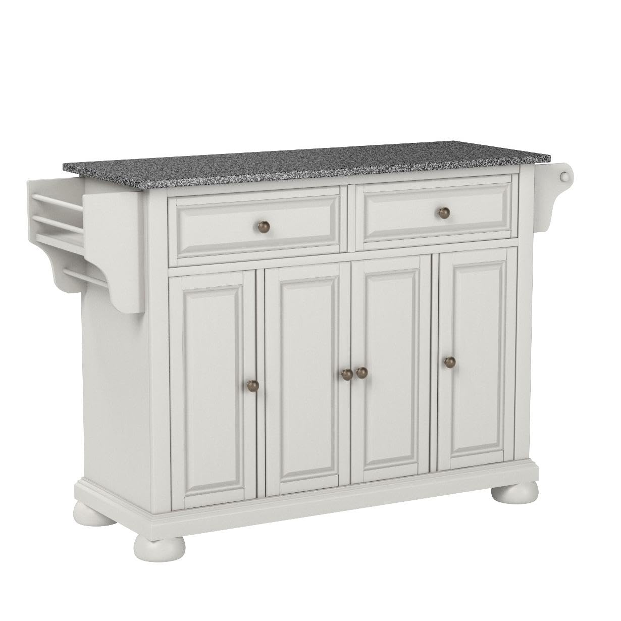 Crosley Furniture Alexandria Kitchen Island with Solid Grey Granite Top - White - WoodArtSupply