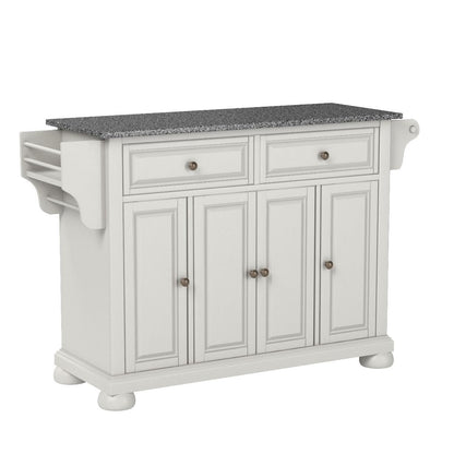 Crosley Furniture Alexandria Kitchen Island with Solid Grey Granite Top - White - WoodArtSupply