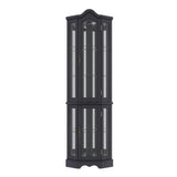 BELLEZE Lighted 3-Side Glass Display Curio Cabinet w/Tempered Glass Doors and Shelves, Curved Wood Corner Cabinet with Bulb, Corner Storage Rack for Living Room and Kitchen (Black) BELLEZE