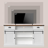 AntsandAnts Farmhouse TV Stand with Sliding Barn Doors & 2 Drawers - Entertainment Center for 65 inch TV, Rustic TV Console with Storage, Living Room TV Cabinet for 65" Television, White AntsandAnts