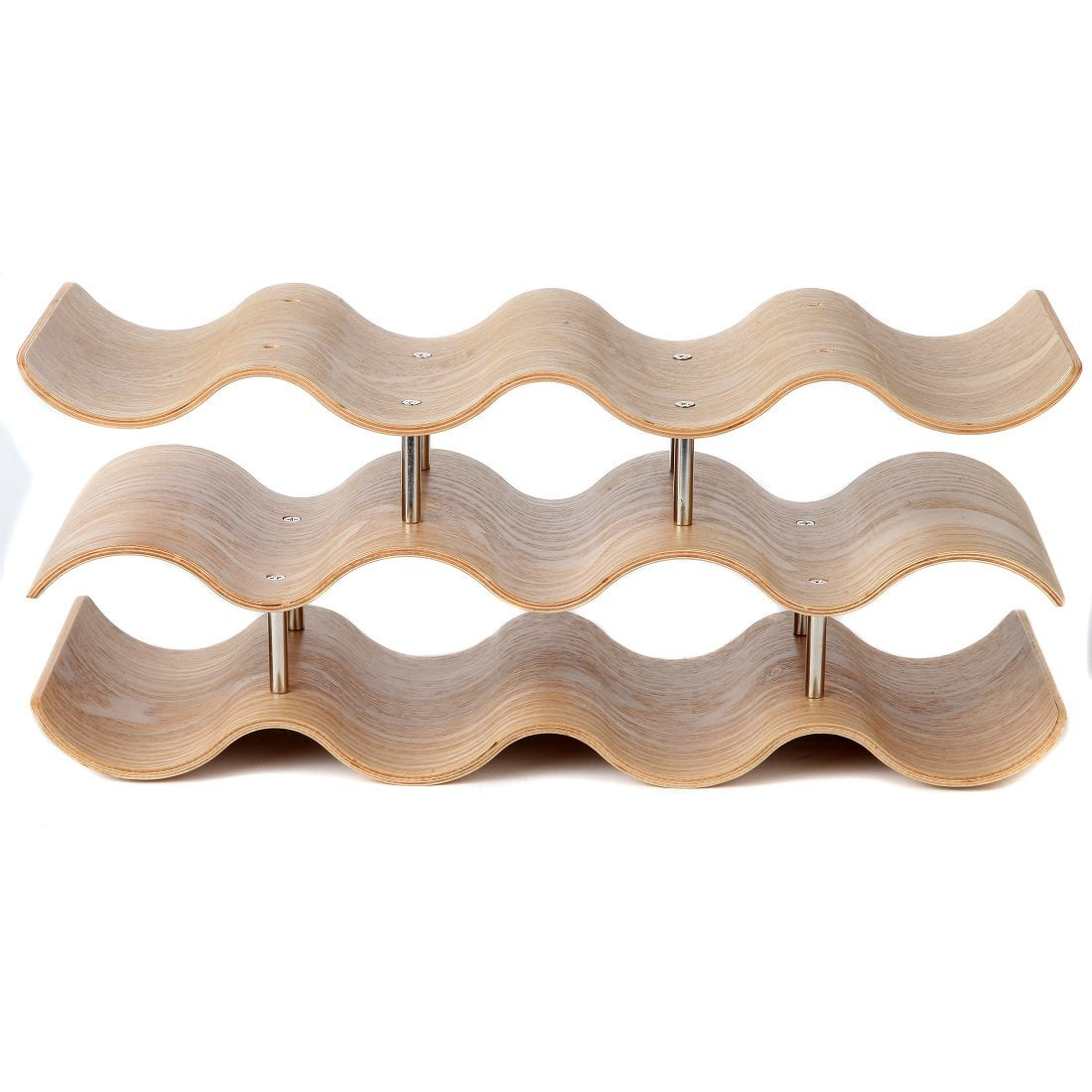 Lily's Home Countertop Wave Wine Rack, Wood, Elegant and Modern, Table Top Wine Storage (Oak, 11 Bottles) Lily's Home