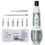 WORKPRO Electric Cordless Screwdriver Set - 4V USB Rechargeable Lithium-ion Battery Screwdriver Kit with LED Light - Small Screwdriver with 7pcs Bits for Home, Office, Apartment - White WORKPRO