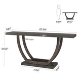 Tribesigns 63-Inch Wood Console Table with Geometric Metal Base, 2-Tier Farmhouse Sofa Table Narrow Long, Thickened Behind Couch Table with Shelves for Living Room Foyer Corridor (Rustic Grey) Tribesigns