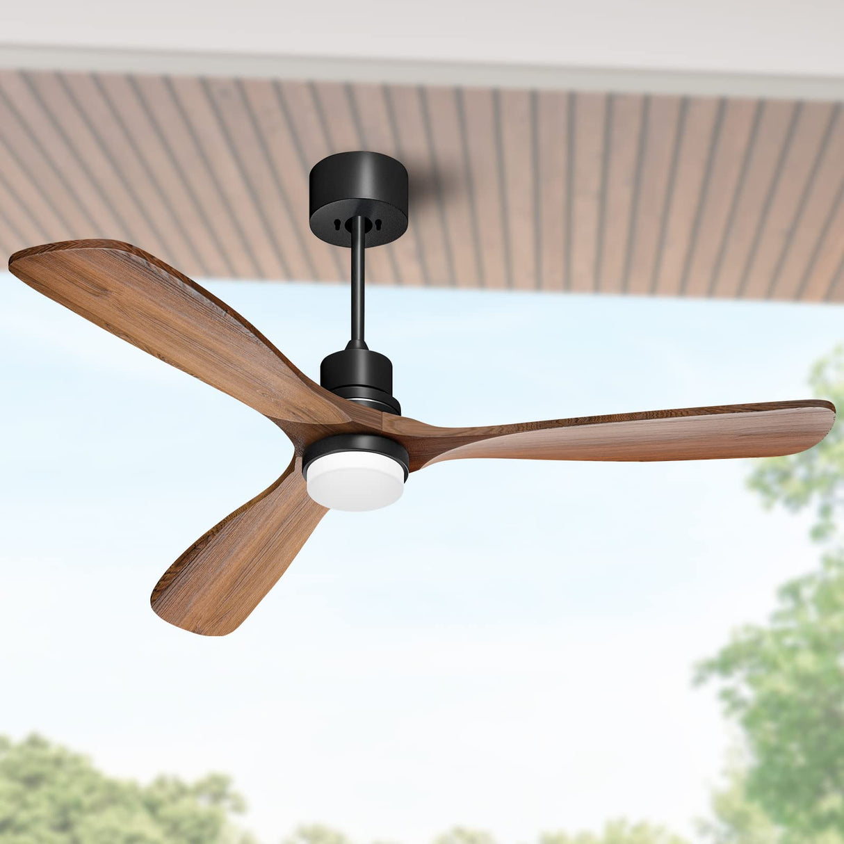 Obabala 52" Ceiling Fan with Lights Remote Control Outdoor Wood Ceiling Fans Noiseless Reversible DC Motor Obabala