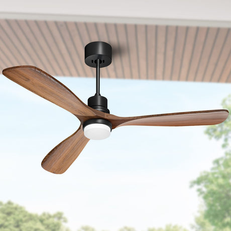 Obabala 52" Ceiling Fan with Lights Remote Control Outdoor Wood Ceiling Fans Noiseless Reversible DC Motor Obabala