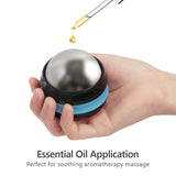 AHIER Cold Massage Roller Ball, Stainless Steel Cold Therapy Relief, Free Rolling Removable Gel Ball Deep Tissue Massage Pain Relief, Great Tool for Back/Neck Pain, Muscles Recovery (Black) AHIER