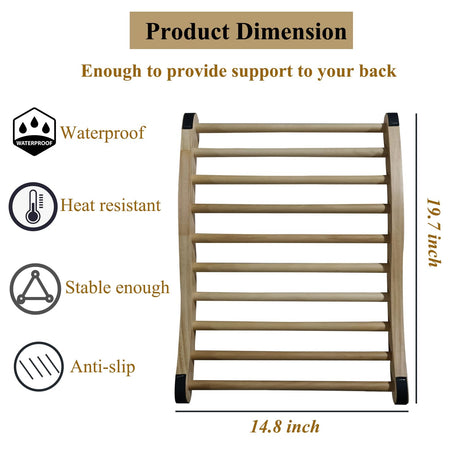 NUIBY Non-Toxic Cedar Sauna Backrest for Barrel or Infrared Sauna, with Felt Sauna Hat and Seat Pad, Anti-Slip Sauna Accessory(2 Packs) NUIBY