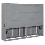 Ball & Cast Murphy Bed Full Size,Wall Beds with Charging Station and Storage Top,Slat Support,Wood Hideaway Cabinet Bedframe w/Leg,can be Folded,Space-Saving,for Small Room,Dorms,Gray Ball & Cast