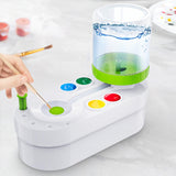NIUCOO 2025 Upgraded Paint Brush Cleaner for Artists, Kids Painting Station with Brush Washer, Portable Paint Station & Rinsing Tool, Art Supplies Cleaning System for Children Adults (White-Green) NIUCOO